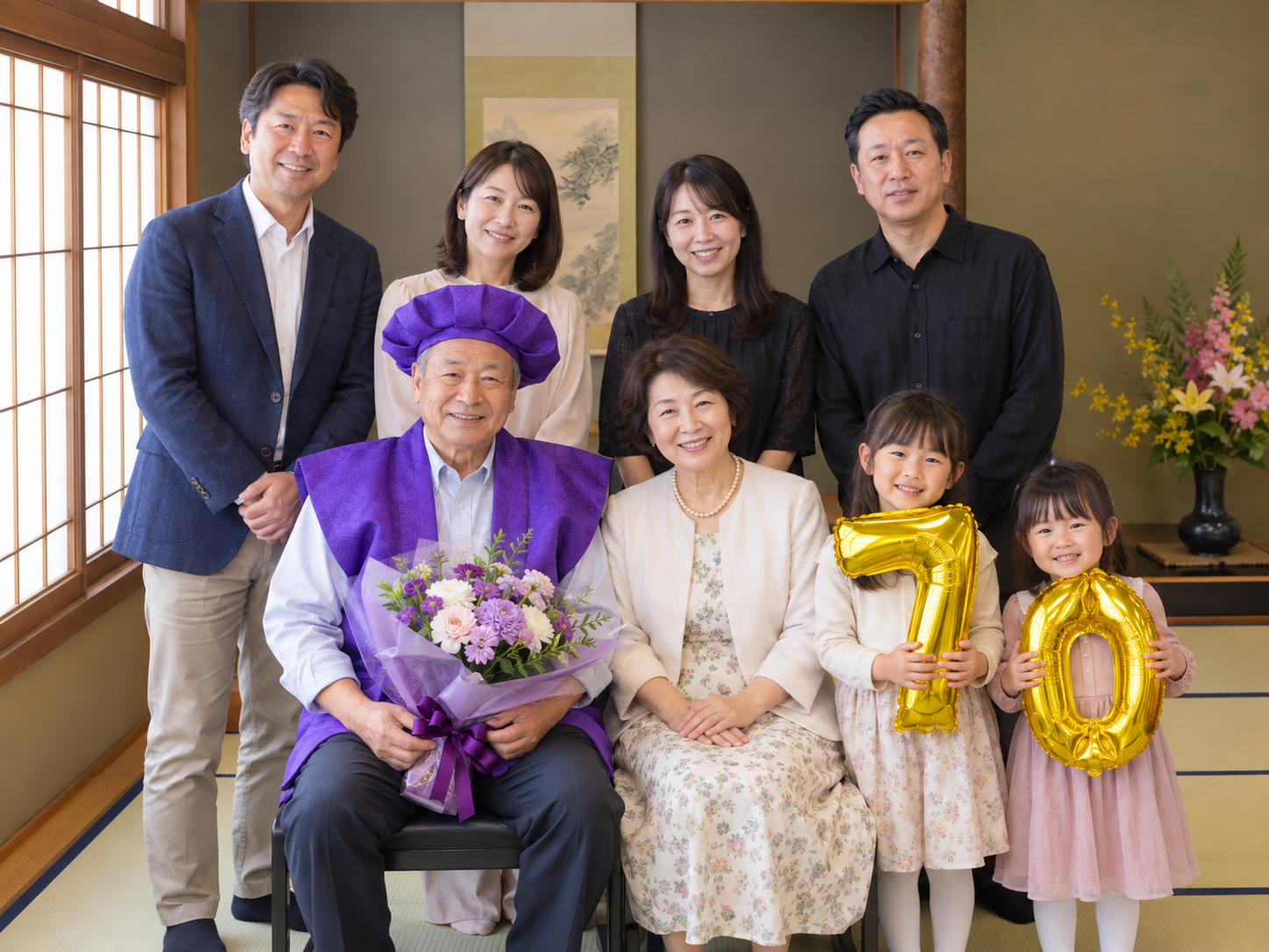 古希 ご家族で記念撮影サービス